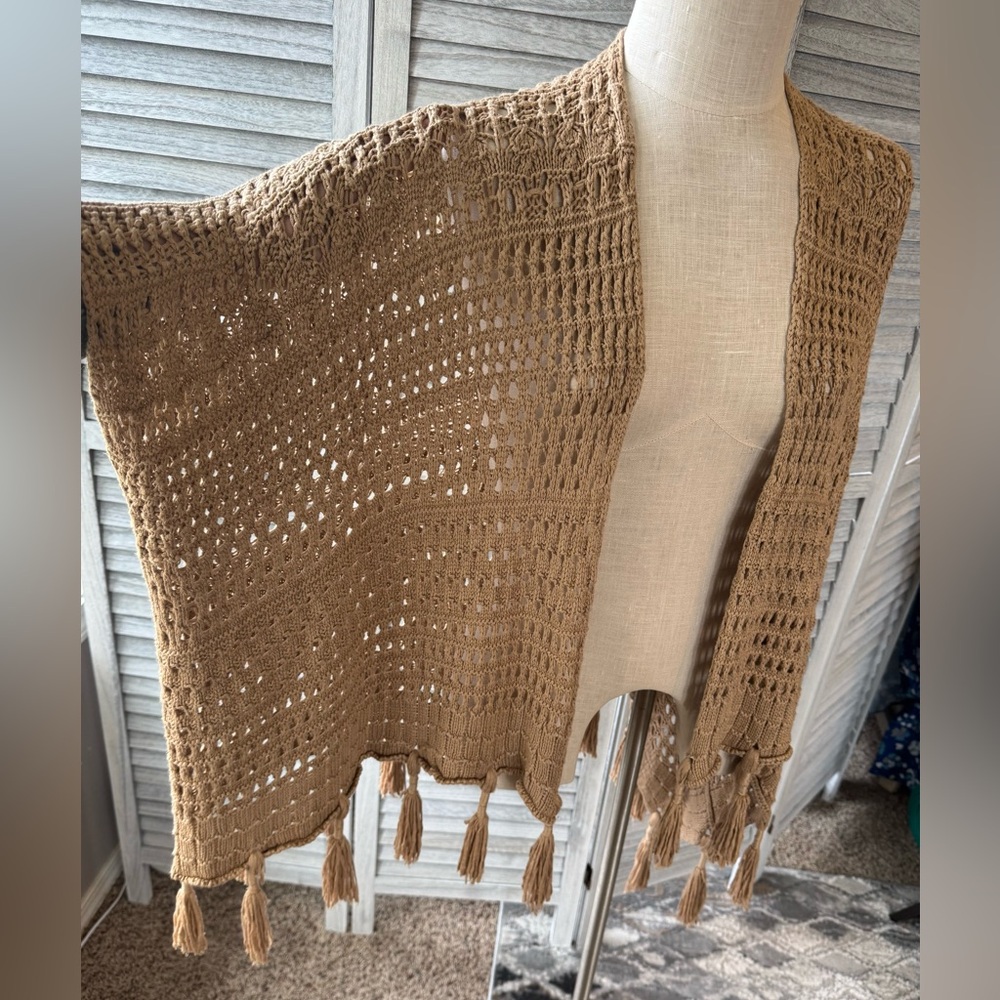 Soft Surroundings Tan Crochet Sweater